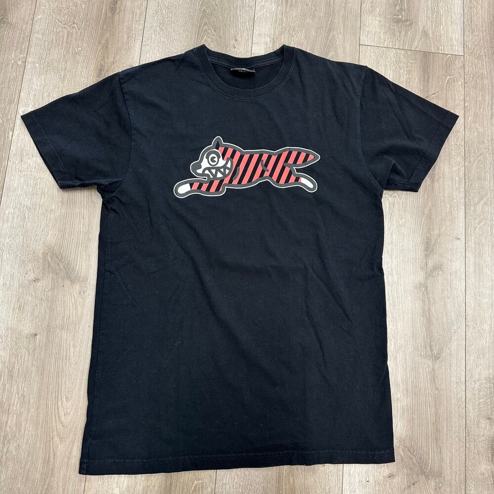 Ice Cream Running Dog Striped red Black Tee T Shirt Size Medium M B21